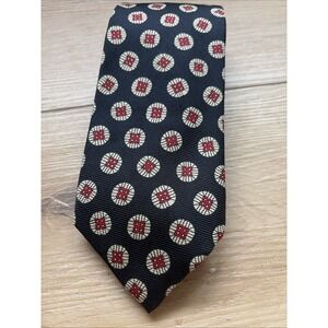 Geometric Polo Ralph Lauren Tie Black Red And Black 100% Silk Formal Wear